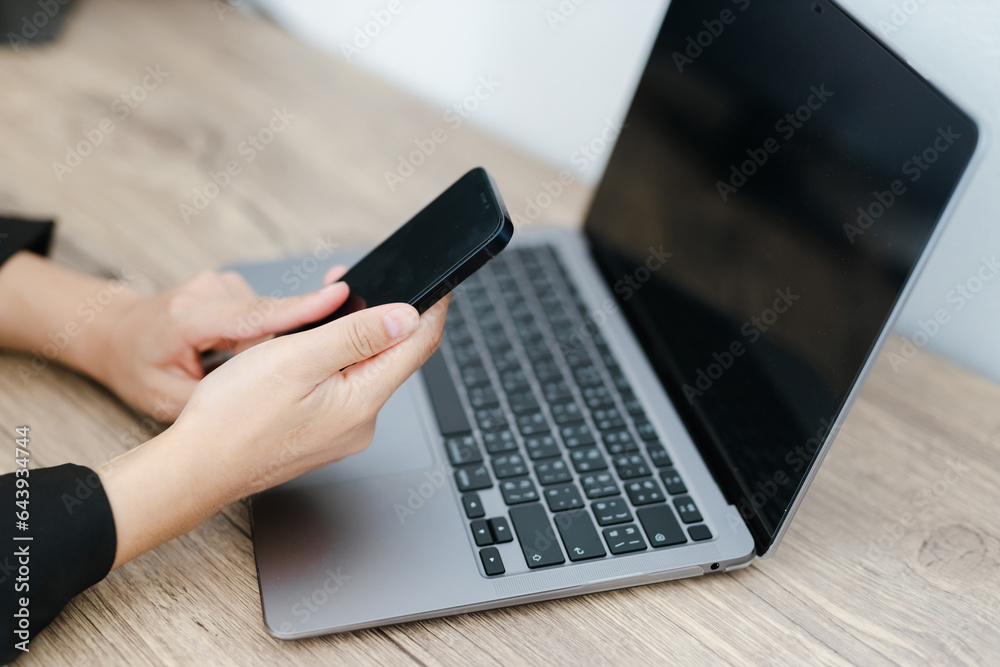 Fototapeta premium businessman working on smartphones