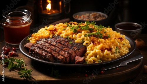 macaroni and cheese with meat