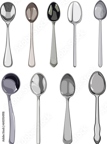 spoon set cartoon. fork silverware, metal knife, view cutlery spoon sign. isolated symbol vector illustration