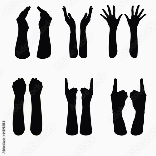 Vector hand drawn sketch style illustration with black colored human hands  For advertising  packaging. hand vector icon.