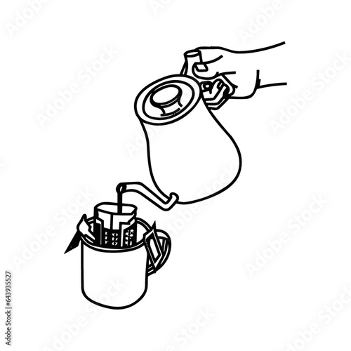 Drip Coffee Bag Brewing pour over Illustration