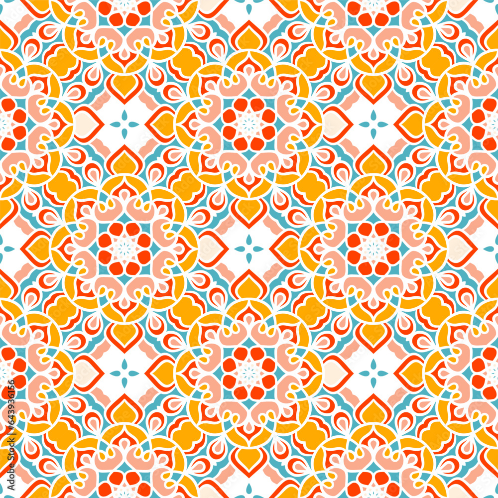 Ethnic Floral Seamless Pattern With Mandalas