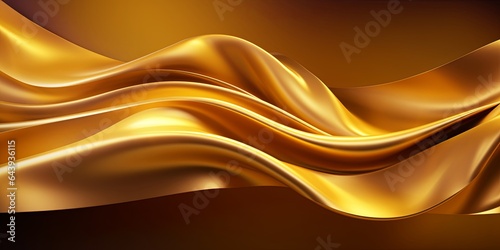 Golden Silk Waves Background, Generative AI