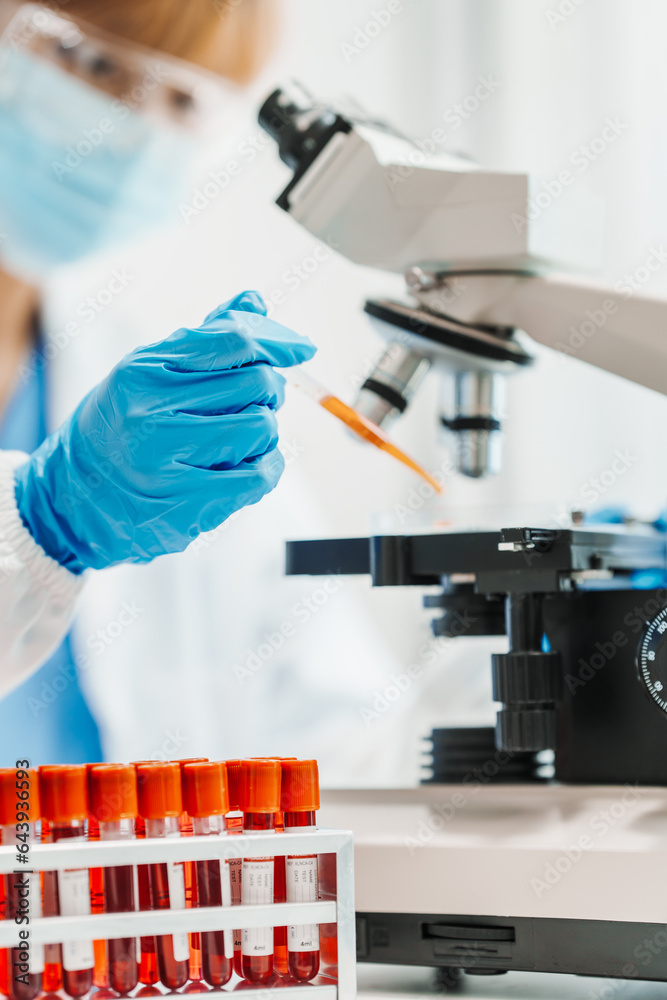 Close up scientist conducting precise virus lab test, scientific methodology, microbiologist conducting virus detection and testing in progress Close up scientist conducting precise virus lab test, scientific methodology, microbiologist conducting virus detection and testing in progress