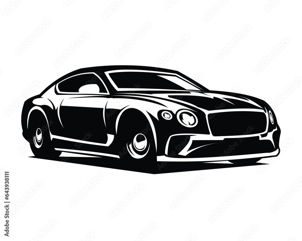 bentley mulsanne car. front view with style, legend car vector design. isolated white background view from side. best for logos, badges, emblems