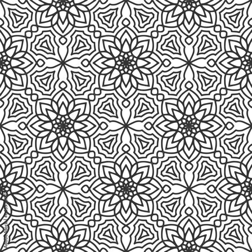 Ethnic Floral Seamless Pattern With Mandalas