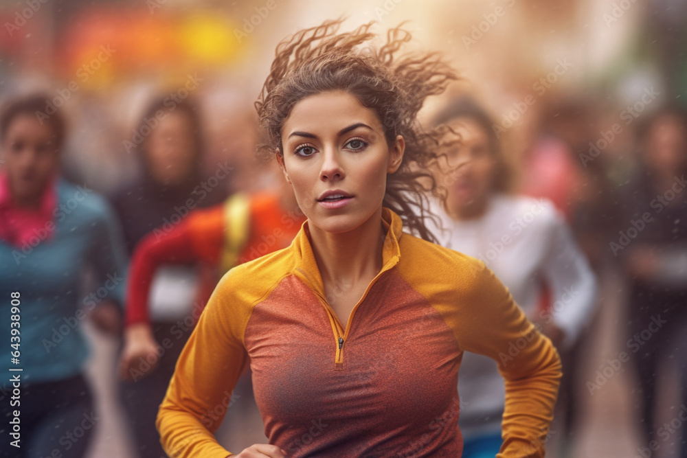 Halthy and sporty woman running city marathon