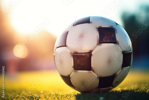A close-up of a soccer ball making a goal. Generative AI