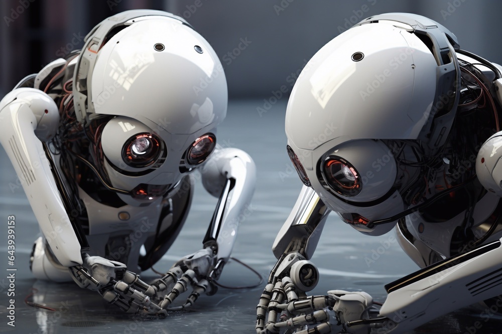 Fototapeta premium Cyborg robots futuristic mechanics