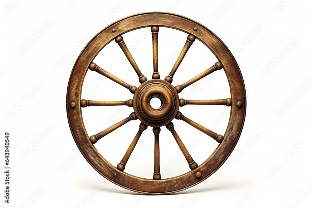 Vintage wheel isolated on a white background. Generative AI