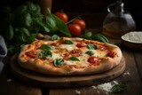 Scrumptious Italian Margherita pizza with a rustic touch. Generative AI