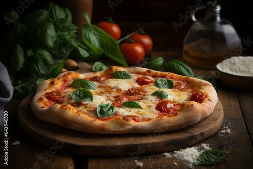 Scrumptious Italian Margherita pizza with a rustic touch. Generative AI