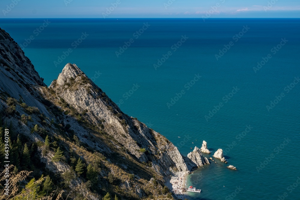 View of the Conero Riviera in the Marche region, Italy