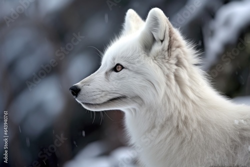 profile of an arctic fox stalking with ears perked up © altitudevisual
