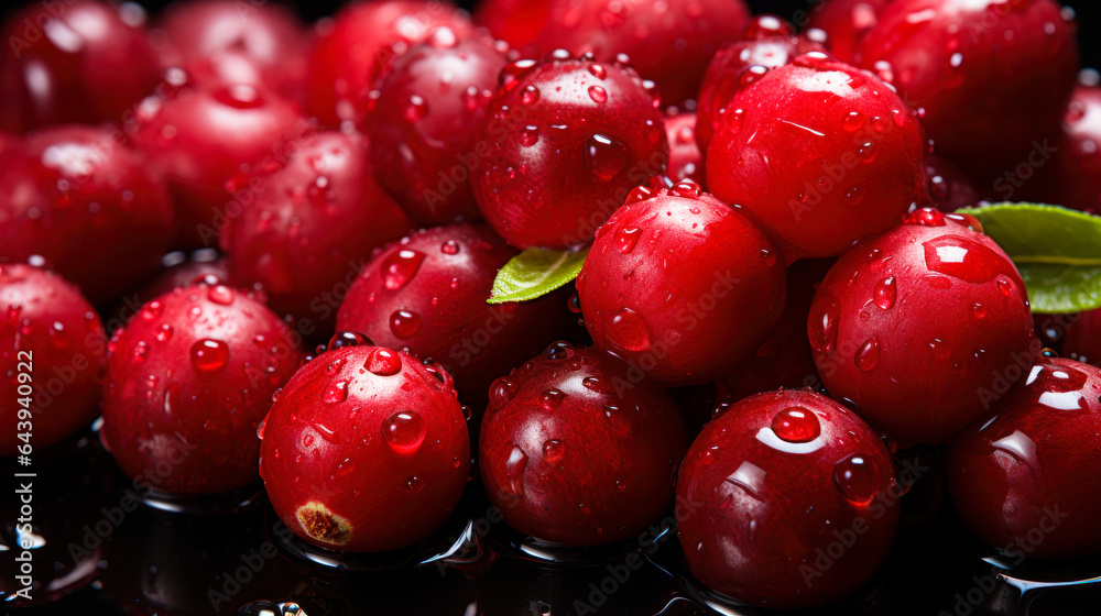 Cranberry Fruit Texture: Top-Down View with Water Spots Cranberry Fruit Texture: Top-Down View with Water Spots