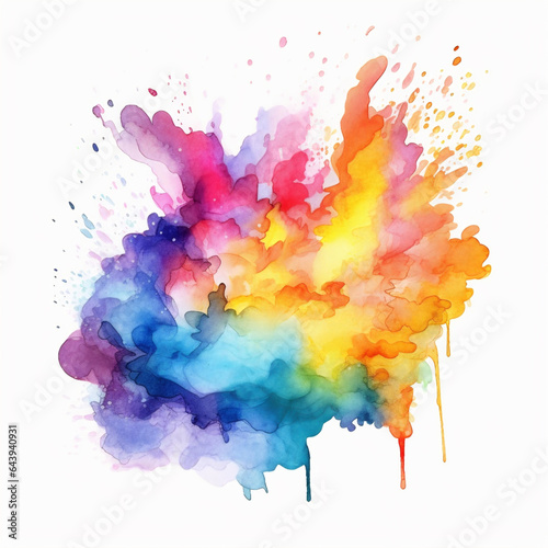 Ai generative image of water color paint splashing against white background.