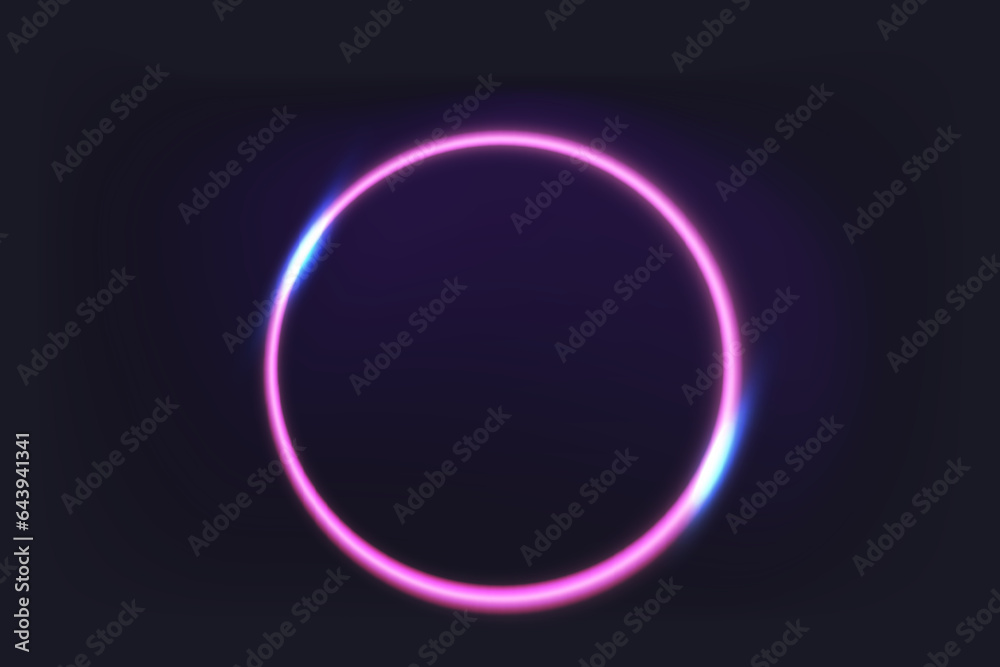 Neon round frame on dark background Neon round frame on dark background