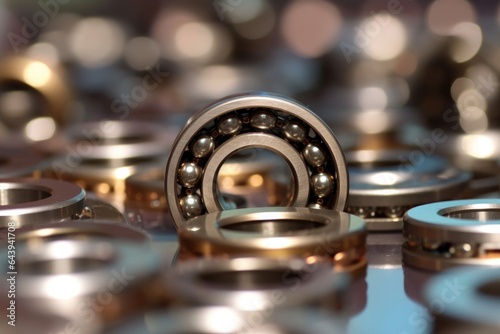 macro view of lubricated ball bearings in a bearing cage