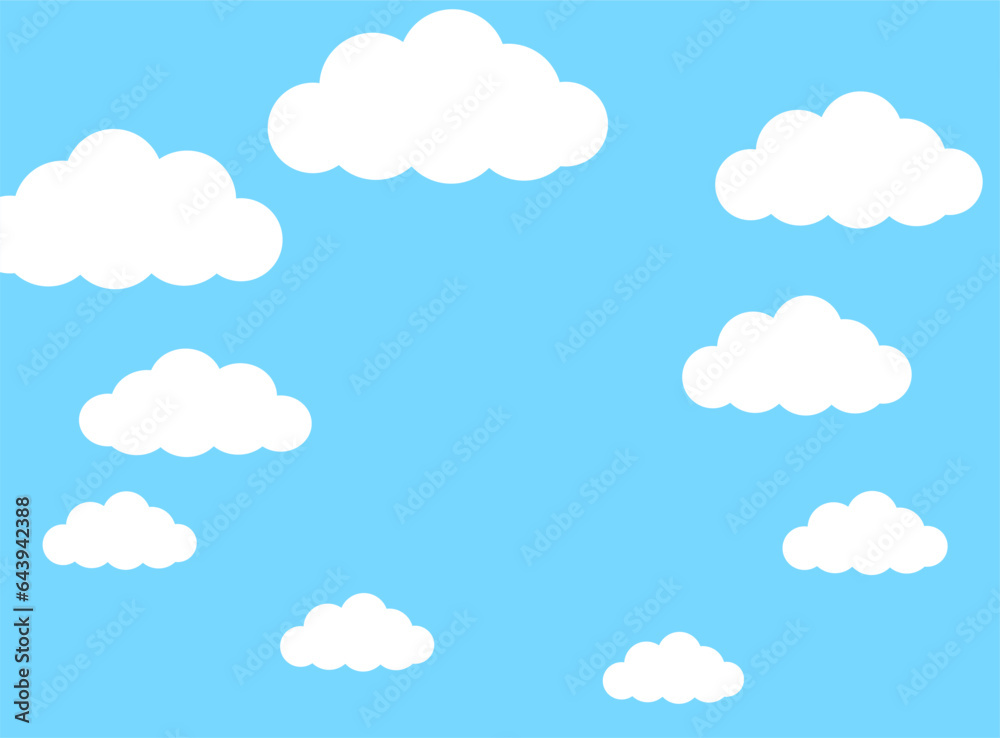 青空とたくさんの雲のシンプルなフレームイラスト