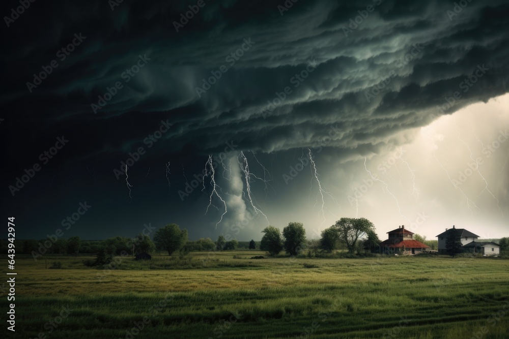 dark storm clouds forming the base of a tornado