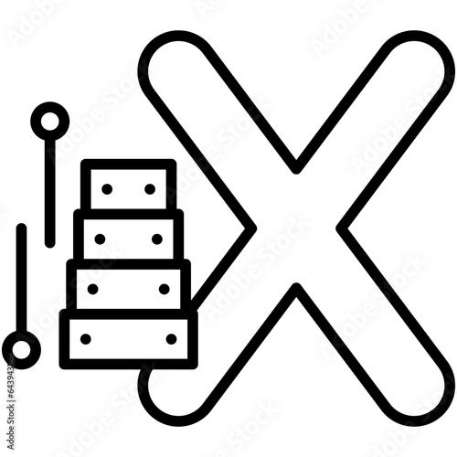 Letter X alphabet with xylophone vector icon