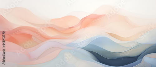 Abstrakcyjne tło w pastelowe fale - obraz na płótnie. Kolory niebieski i różowy - kształty