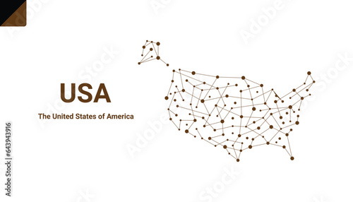 Map of The United States of America (USA) made from points and lines on a white background. Geopolitical connectivity technology concept.