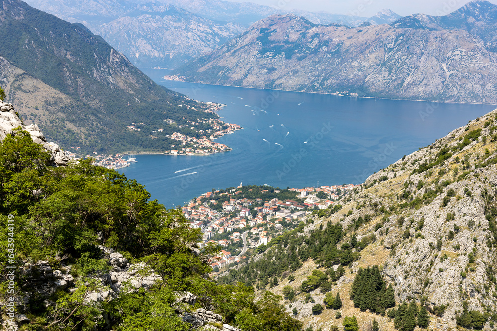 Beautiful panorama of Kotor. Montenegro (Crna Gora). Lovćen National Park, Kotor Fjord