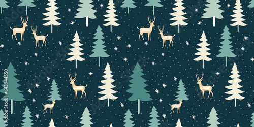 Christmas sweater patterns featuring fun designs like reindeer, snowflakes, and festive elements in the forest. Seamless pattern of winter motifs.