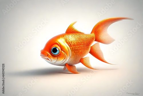 Cute 3d isolated cartoon goldfish 
