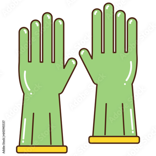 Rubber gloves line filled illustration