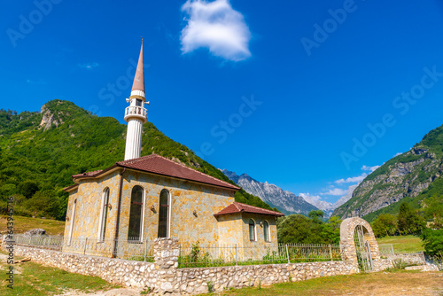 Beautiful mosque at Dragobi in the Valbona Valley, Theth National Park, Albanian Alps, Albania photo