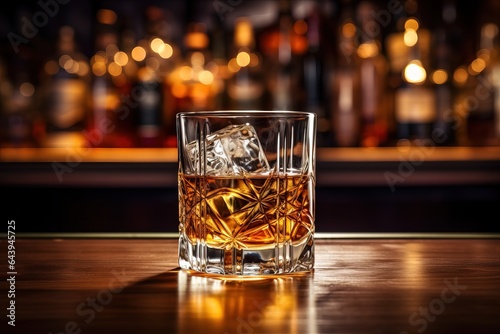 Close-up photo of a glass of whiskey.