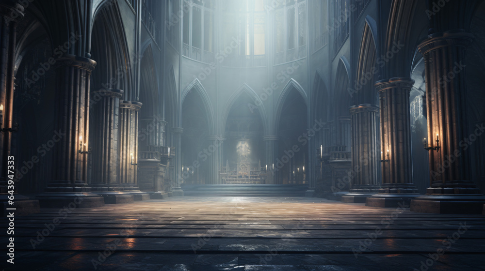 Gorgeous view of gothic cathedral interior