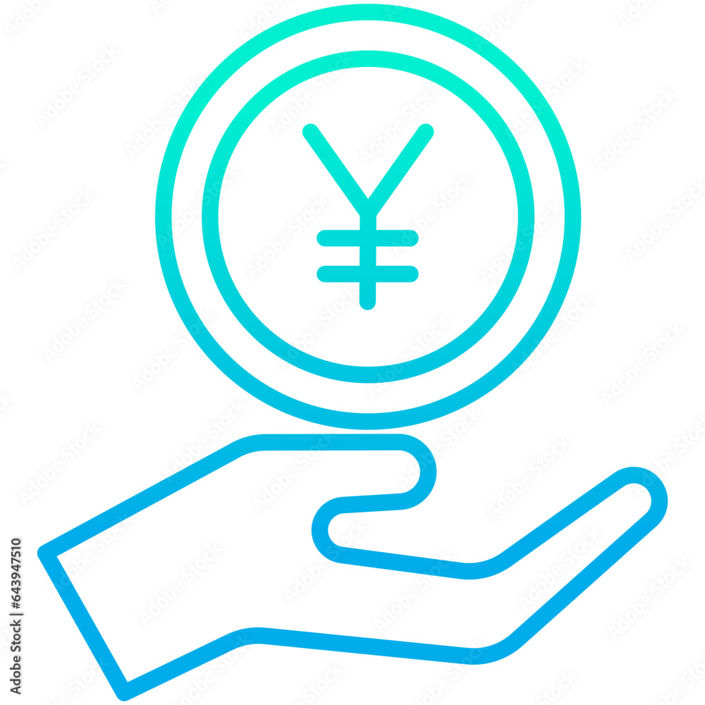 Fototapeta premium Outline gradient Yen Charity, Save icon