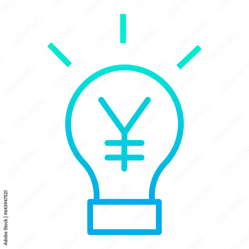 Outline gradient Yen Idea bulb icon Outline gradient Yen Idea bulb icon