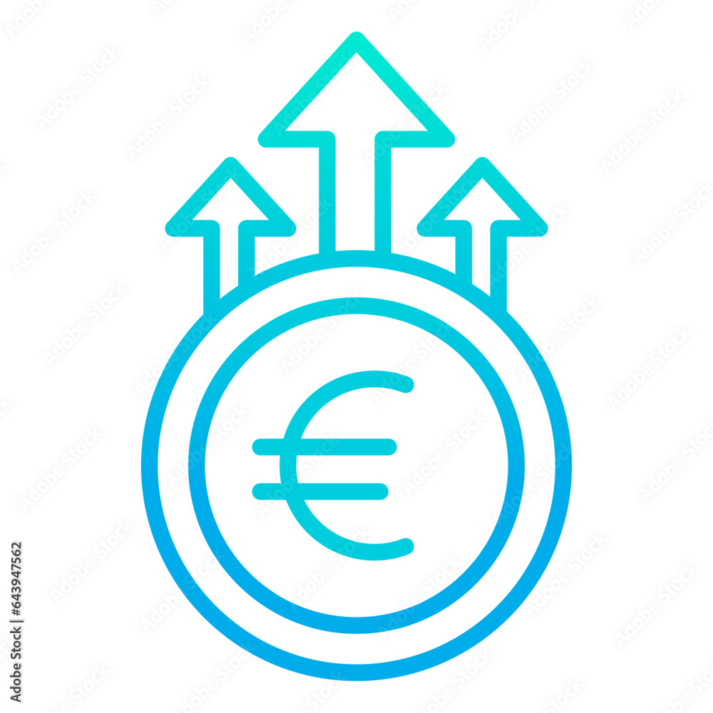 Outline gradient Euro Growth value icon Outline gradient Euro Growth value icon