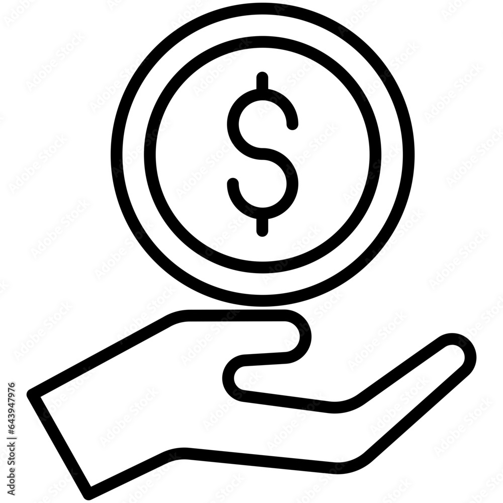 Outline Dollar Charity, Save icon