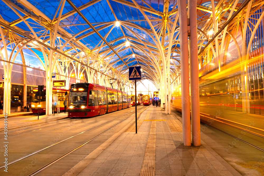 20 10 2022 A modern tram stop Centrum Stop ul. AL Mickiewicza and ul