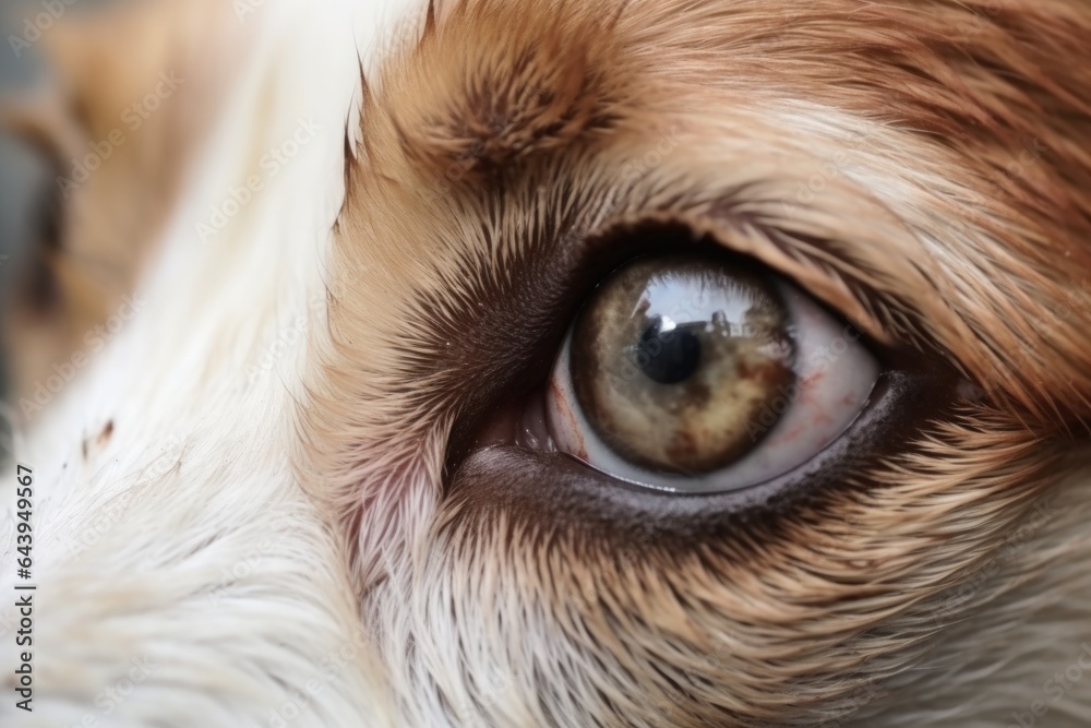 close-up of a rescue dogs eyes in a disaster zone