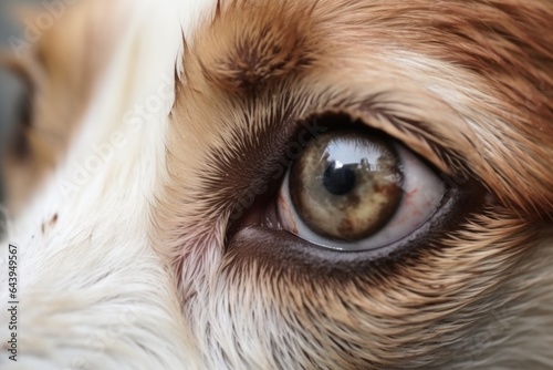 close-up of a rescue dogs eyes in a disaster zone