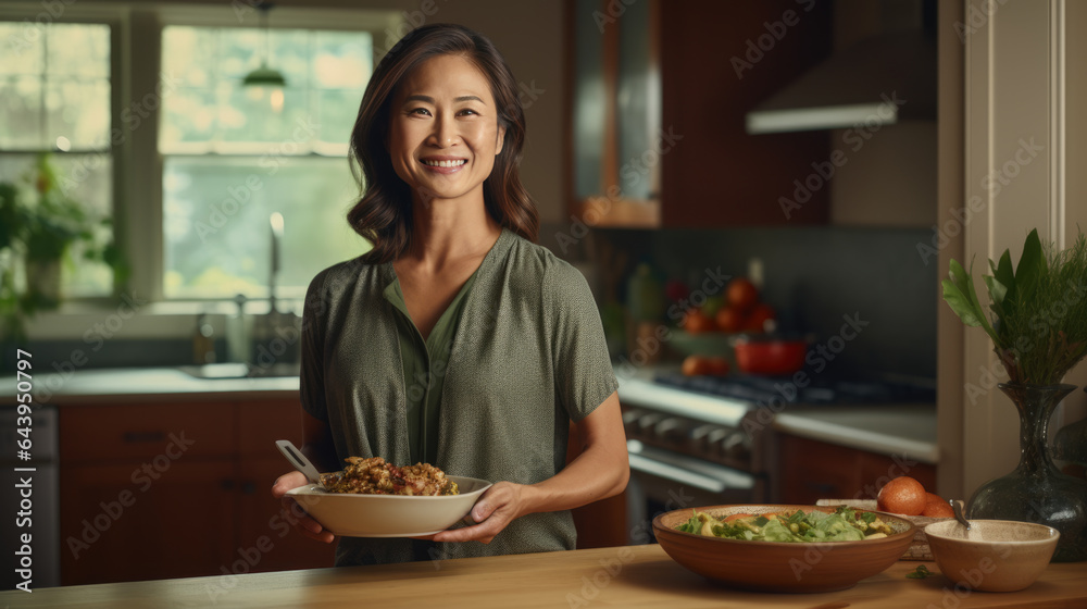 Portrait of a young woman in the kitchen