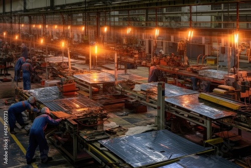 solar panel assembly line in a factory © altitudevisual