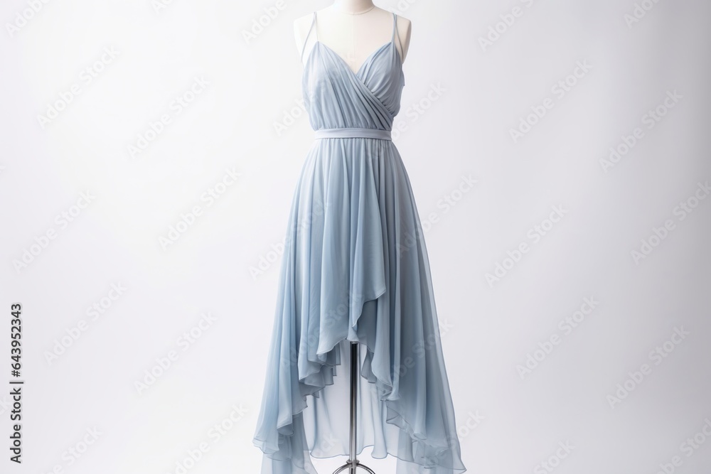 Elegant blue dress on mannequin showcasing modern fashion trends in boutique setting, generative ai. Elegant blue dress on mannequin showcasing modern fashion trends in boutique setting, generative ai.