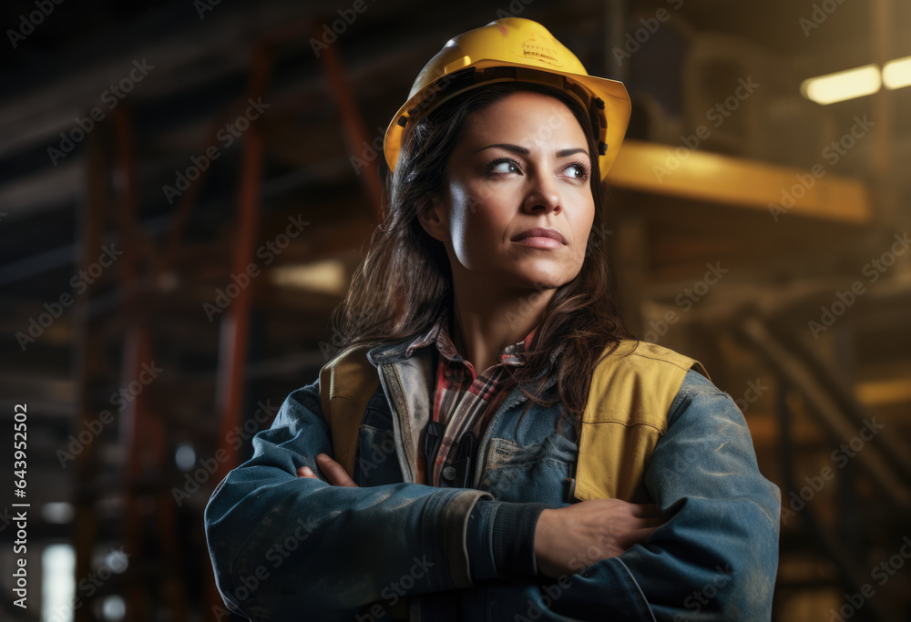 Woman working as a construction worker Woman working as a construction worker