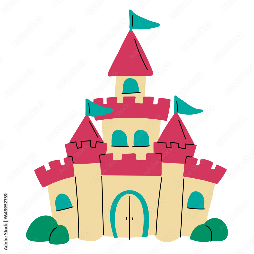 Fototapeta premium Castle flat cartoon illustration