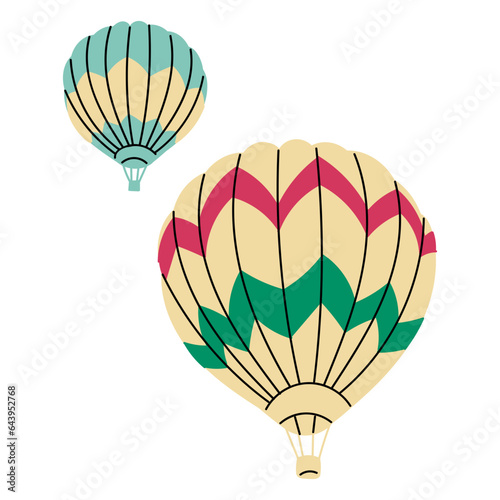 Hot air balloons flat cartoon illustration