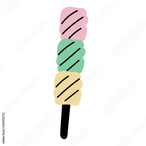 Marshmallow stick flat cartoon illustration