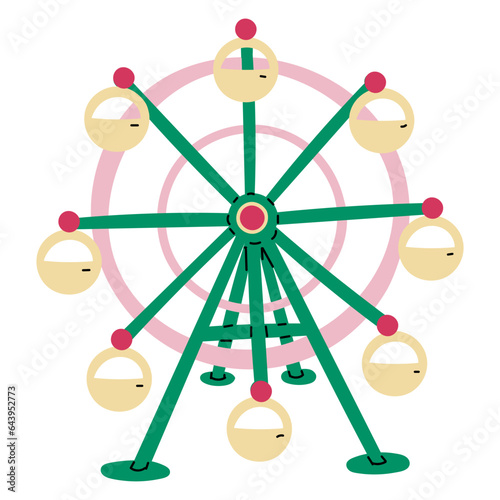 Ferris wheel flat cartoon illustration