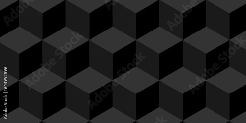 Background Black and white cube geometric seamless background. Seamless blockchain technology pattern. Vector iilustration pattern with blocks. Abstract geometric design print of cubes pattern.